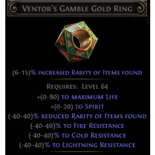 ⭐Ventor's Gamble Gold Ring ⭐ GOOD ROLL