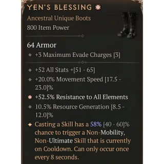 S7 ⭐‍Yen's Blessing 1 GA High roll 800 IP