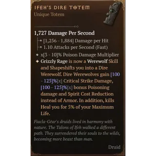 S14 1 GA Ifeh's Dire Totem | select 1 GA 