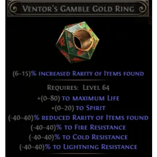 ⭐Ventor's Gamble Gold Ring ⭐ GOOD ROLL Fate of the Vaal