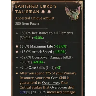 S7 ⭐2 GA Banished Lord's Talisman 800 IP