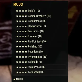 Four Star Weapon Mods x130