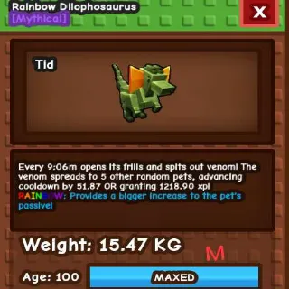 Rainbow Dilophosaurus 9mints