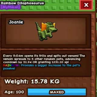 Rainbow Dilophosaurus 9mints