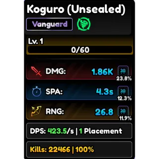 Koguro - Kaguya - Stats Full Godly - Anime Vanguards