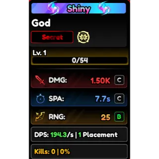 Shiny God (Dio) - Anime Vanguards