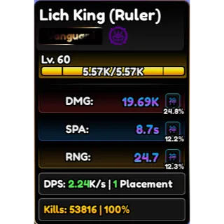 Lich King (Ruler) - Ainz - Stats Full Godly - Anime Vanguards
