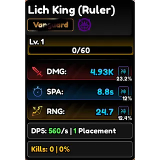 Lich King (Ruler) - Ainz - Stats Full Godly - Anime Vanguards