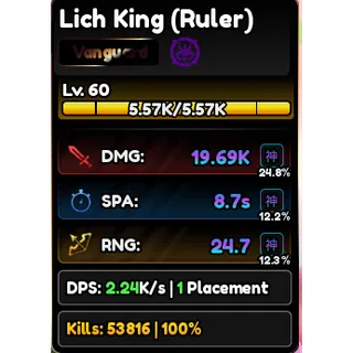 Lich King (Ruler) - Stats Full Godly - Anime Vanguards