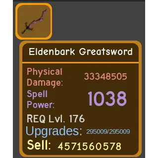 Eldenbark Greatsword - REQ 176 - Dungeon Quest Reborn (DQR)