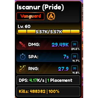 Iscanur (Pride) - Stats Full Godly - Anime Vanguards