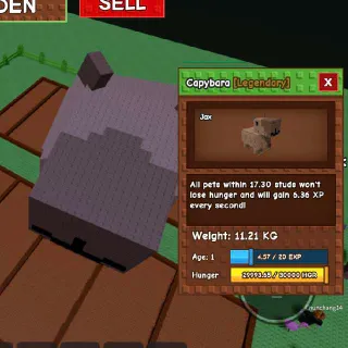 112.1KG at age 100 Colossal Godly Capybara - Flash Sale! (1 stock only) - Newly Hatched