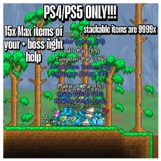 Terraria 15x Stackable Items Of 9999x + Boss Fight Help PS4/PS5