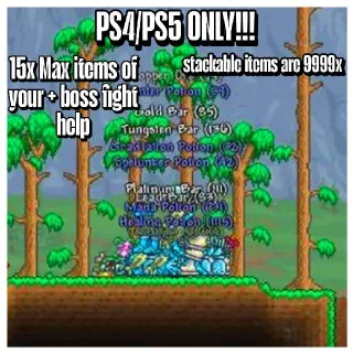 Terraria 15x Stackable Items Of 9999x + Boss Fight Help PS4/PS5