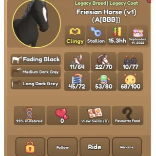 Fading Black V1 Friesian Horse