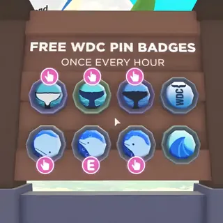 All 8 WDC pin badges