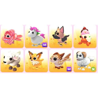Pet bundle Rose dragon, mega unicorn, german shepherd, ice cream hermit, lamb, onza, mega waffle wrym, neon great pyrenees