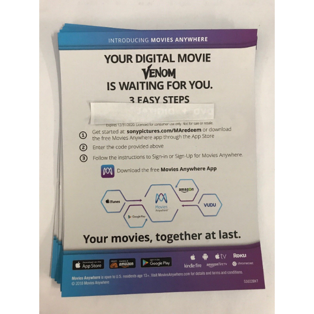 Venom Digital HD Movie Code Digital Movies Gameflip