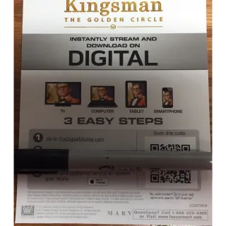 Kingsman: The Golden Circle Digital HD Movie Code  Movies Anywhere