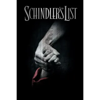 Schindler's List 4K Digital Movie Code Movies Anywhere