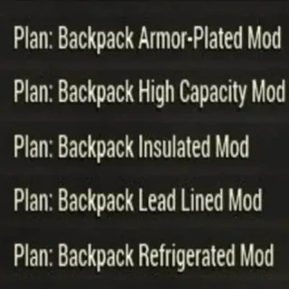 All backpack mod plans