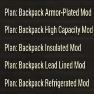 All backpack mod plans