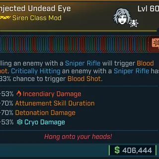 Max Skill Tree Modded Siren Class mod (Level 60/50/Level 1)
