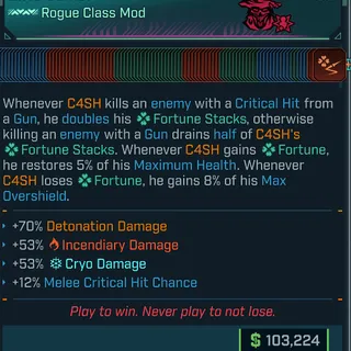 Max Skill Tree Cash Class mod (Level 60/Level 1)