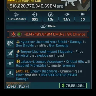 Borderlands 4 Modded Infinite Damage SMG