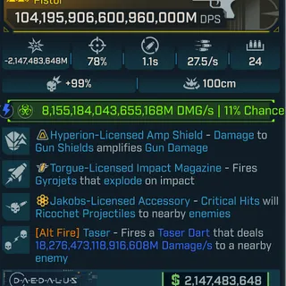 Borderlands 4 Modded Infinite Damage Pistol 