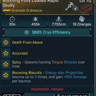 Borderlands 4 Modded Infinite Damage Grenade 