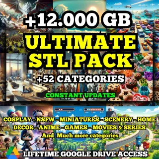 Ultimate STL Pack of 3D Printing Files +12000 GB of STL Files Organized, Categorized, and with Pictures.