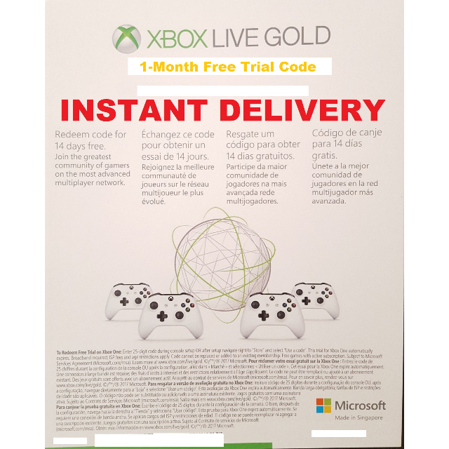 xbox live gold 1 month code