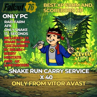 FALLOUT 76 – RAID RUN SERVICE 40x - SNAKE ONLY - ONLY PC - SOLO