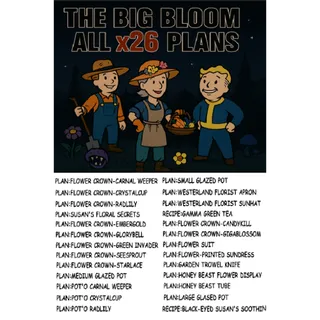 [The Big Bloom] NEW x26 All Plans Bundle (Black-Eyed Susan's Soothin'・Glazed Pot・Flower Suit・Flower Crown・Wasteland Florist)