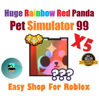 x5 Huge rainbow Red Panda Pet Sim 99