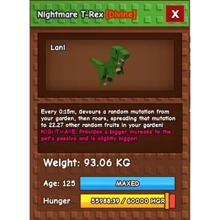 Nightmare Titanic T-rex - 93KG 15SEC 