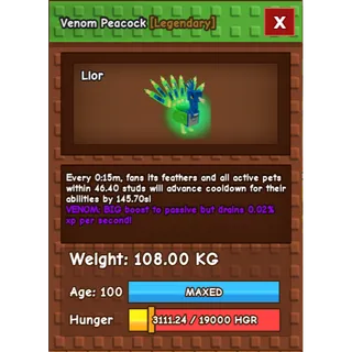 108KG Nightmare Peacock 15 SEC