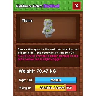 Nightmare Semi Titanic Golem 70KG maxed