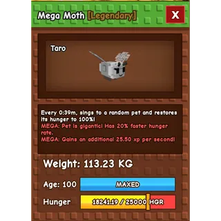 Very Rare Colossal Mega Moth 113KG 