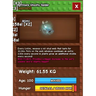 Ghostly Huge Spider - Nightmare 61KG