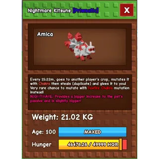 Nightmare Kitsune 21kg max level