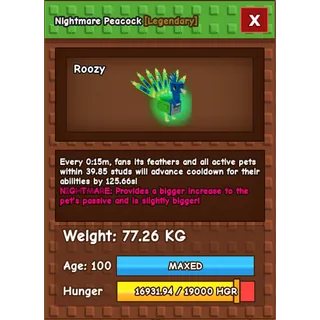 Nightmare Titanic peacock 77kg 15sec