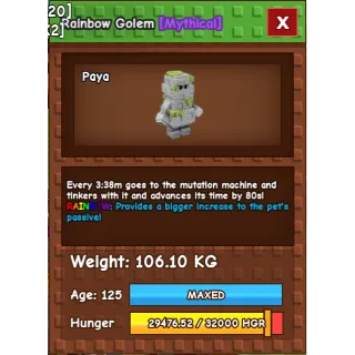 Titanic Godly Rainbow Golem 106KG - Super good size