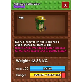 Nightmare Goblin Miner maxed