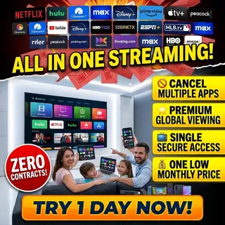 1 Day for All Devices - Premium Entertainment Access: All in One - Works on all devices and supports all Qualities