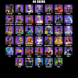 Fortnite Account 40 Skins: Luxe Patroller | Damon | Meg | Dasha | Elite Jules | FIRE Master Kai | Carter Wu...