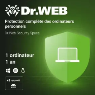 Dr.Web Security Space 1 PC for 1 year for Windows or antivirus software for Mac OS, or Linux