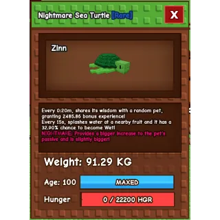 Nightmare Godly Sea Turtle 91.29KG