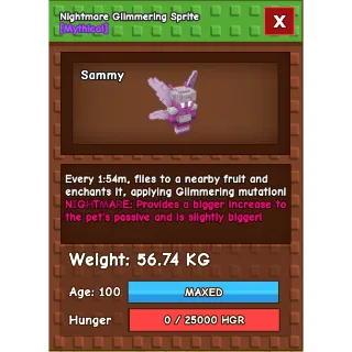 HUGE Glimmering Sprite Grow a Garden (56.74KG)